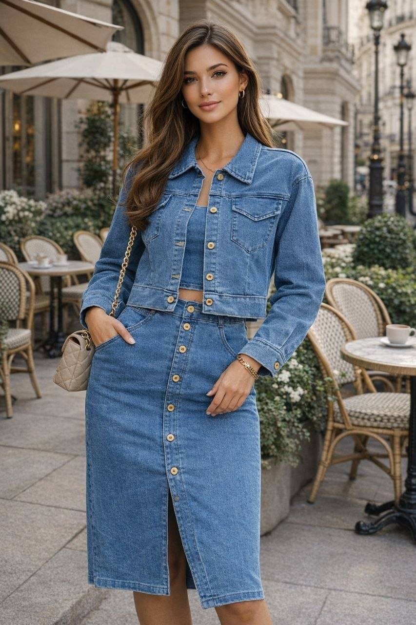 کت و دامن جین زنانه عالی و شیک