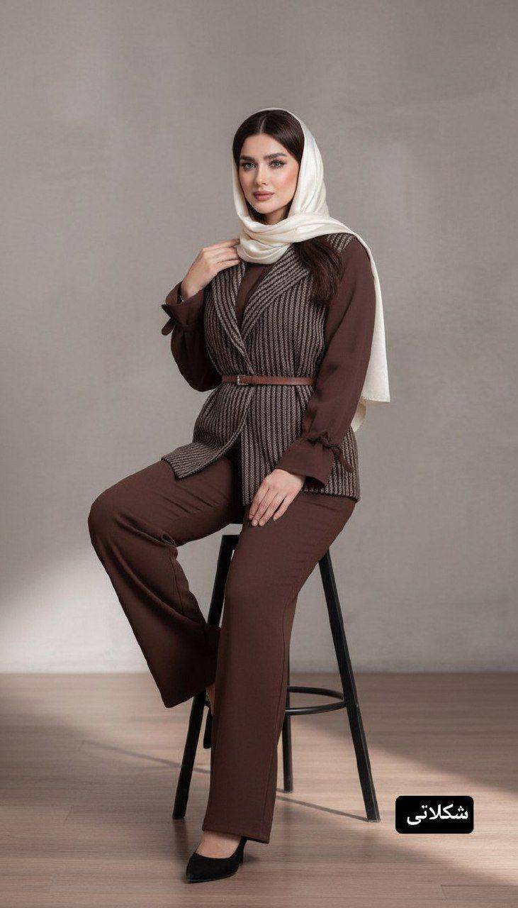 مانتو ست سه تیکه زنانه مدل مهتاب