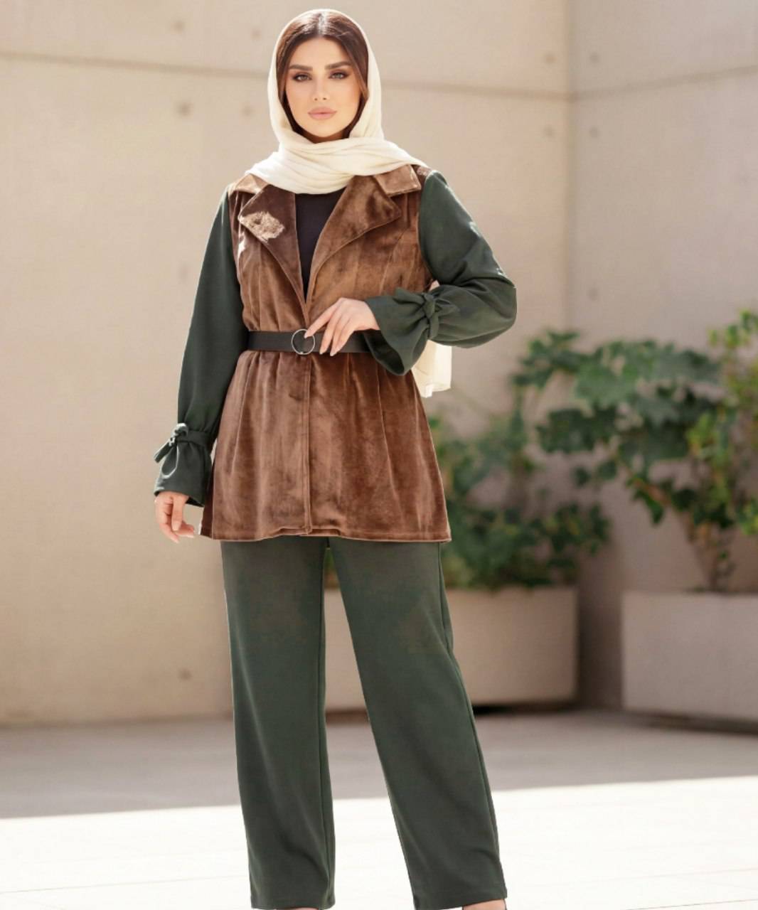 ست  سه تیکه مانتو شلوار زنانه مدل خزان