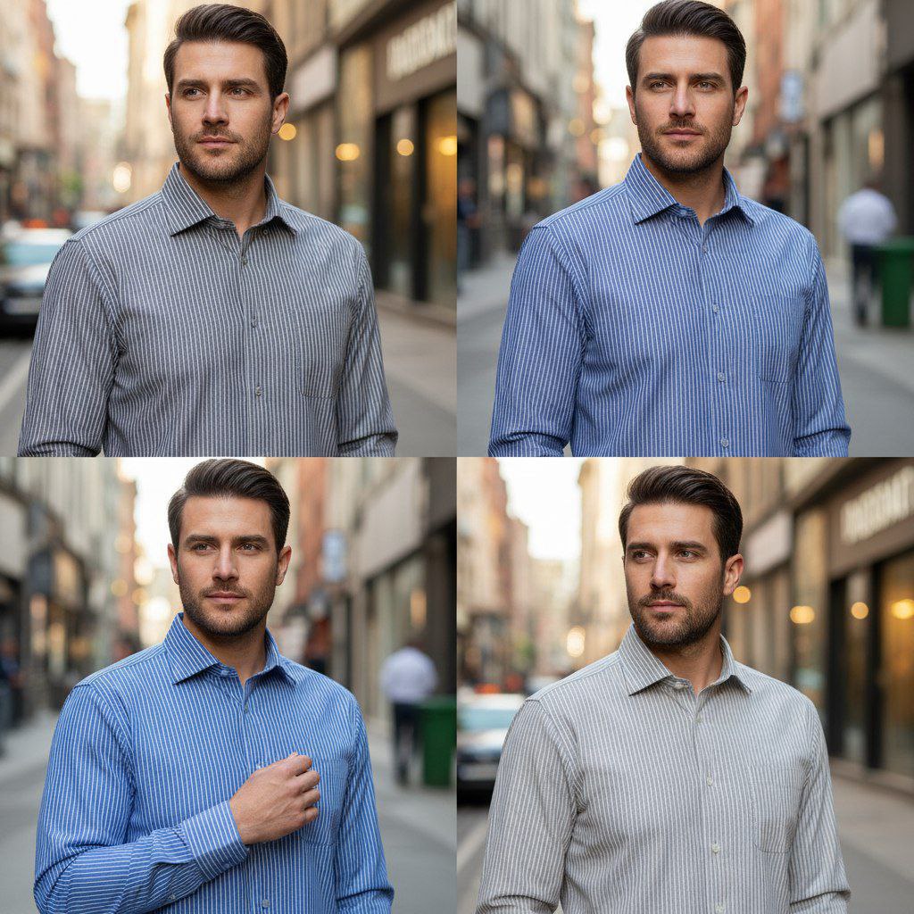 پیراهن مردانه کلاسیک راه راه قواره دار داکرون کد ۶۰۷