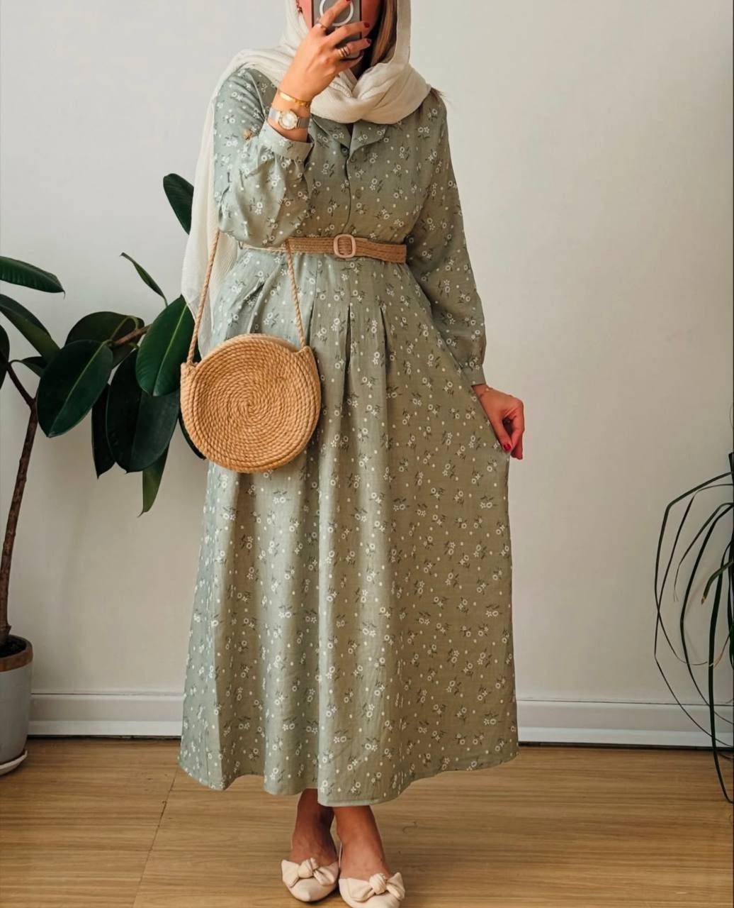 پیراهن بلند زنانه گل گچی