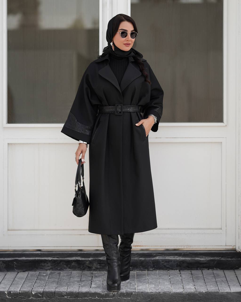 حرااااج مانتو زنانه بهاره پردا یقه انگیلیسی ترکیبی پوست ماری سایز ۴۶ تا ۵۰