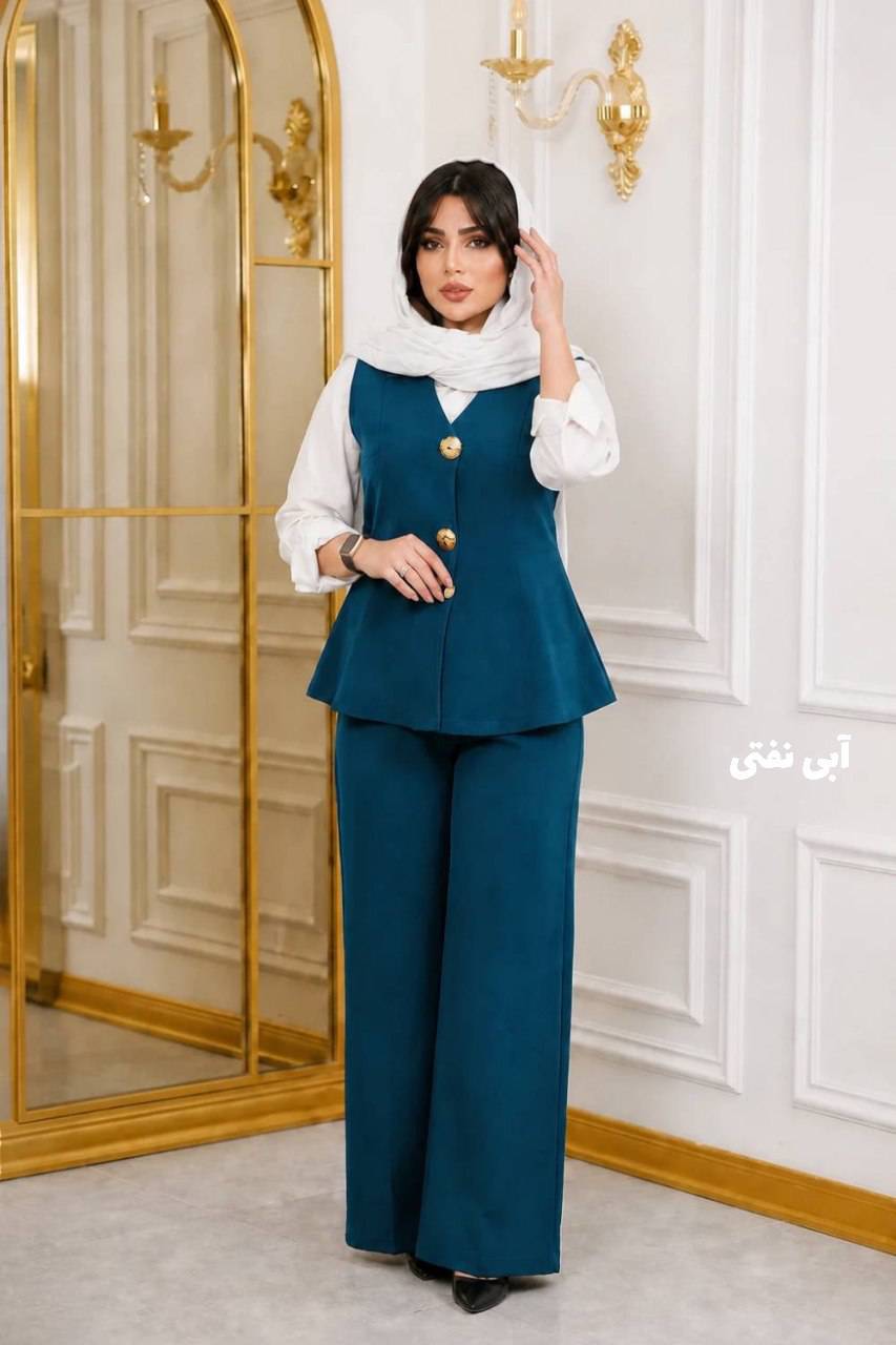 مانتو زنانه وست و شلوار مدل مانلی