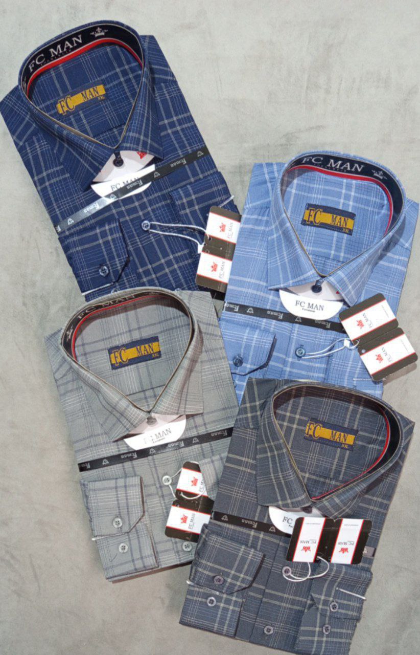 پیراهن مردانه کلاسیک چهارخونه طرح دوم قواره دار داکرون کد ۶۱۰